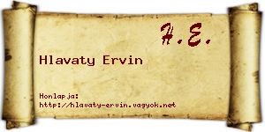 Hlavaty Ervin névjegykártya